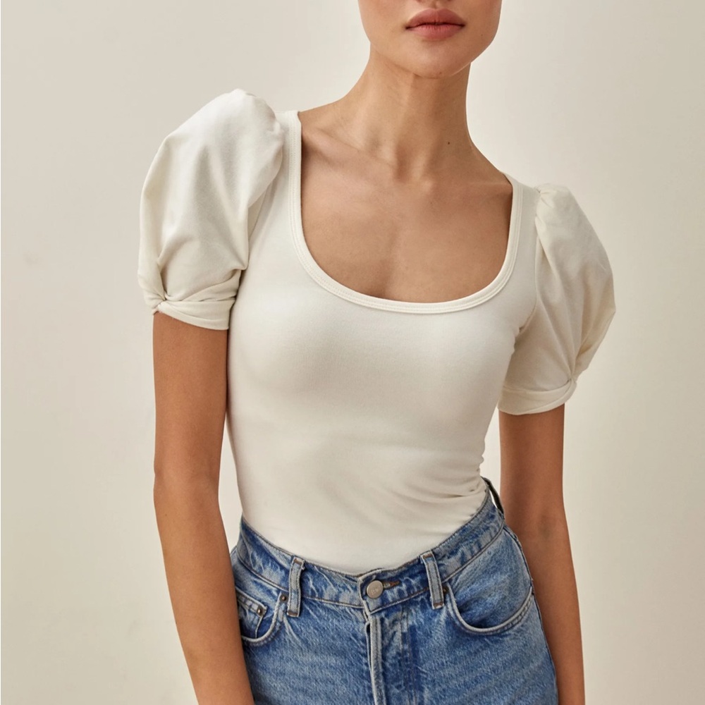 Reformation Frances Knit Top Ivory - Size XS